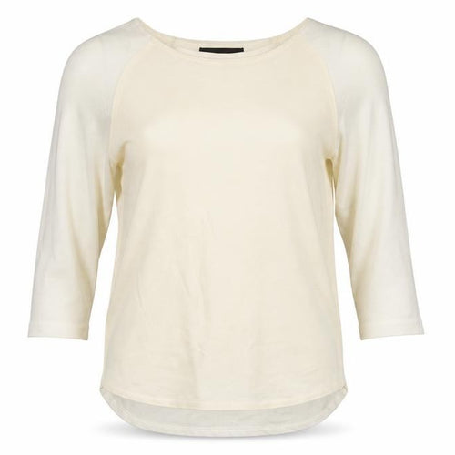 The Kooples Women Beige 3/4 Sleeve Crew Neck Basic T-Shirt XS