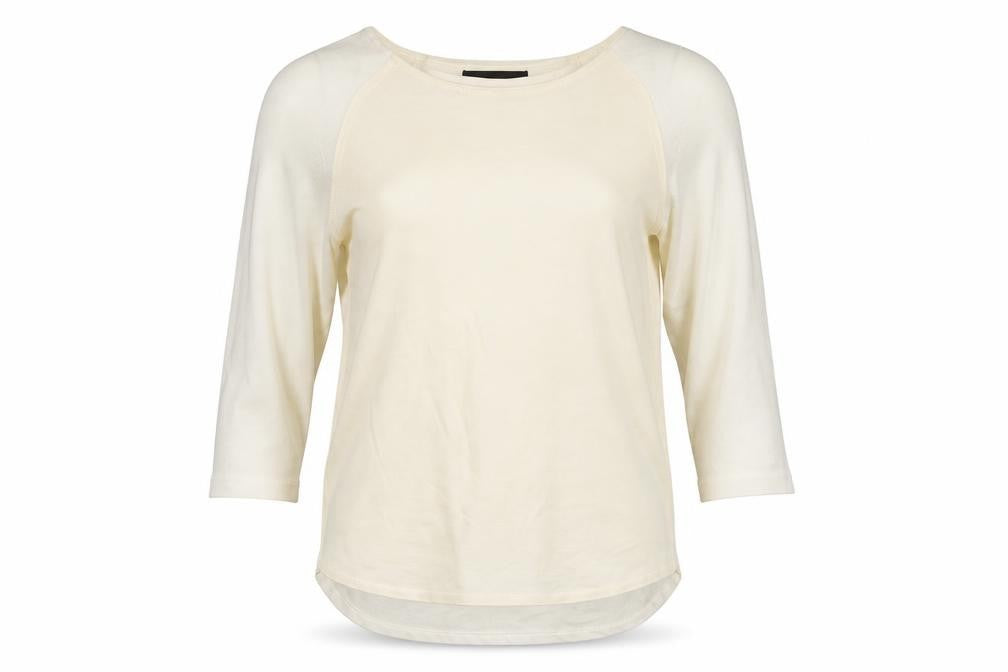 The Kooples Women Beige 3/4 Sleeve Crew Neck Basic T-Shirt XS
