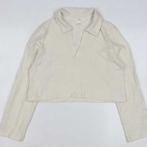 H&M MAMA Womens Ivory Collared Knit Pullover Jumper Size 12