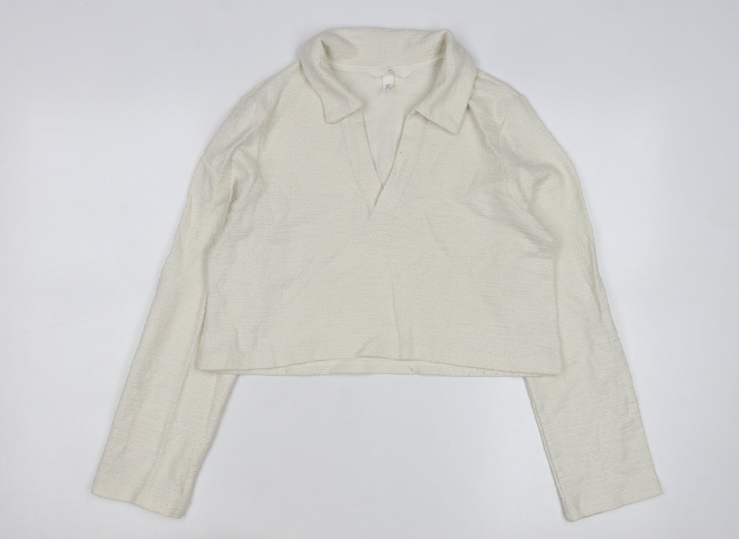 H&M MAMA Womens Ivory Collared Knit Pullover Jumper Size 12