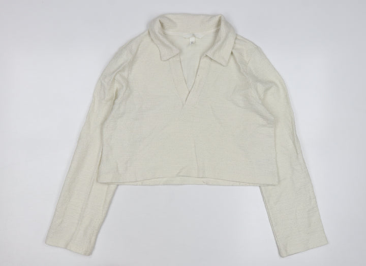 H&M MAMA Womens Ivory Collared Knit Pullover Jumper Size 12