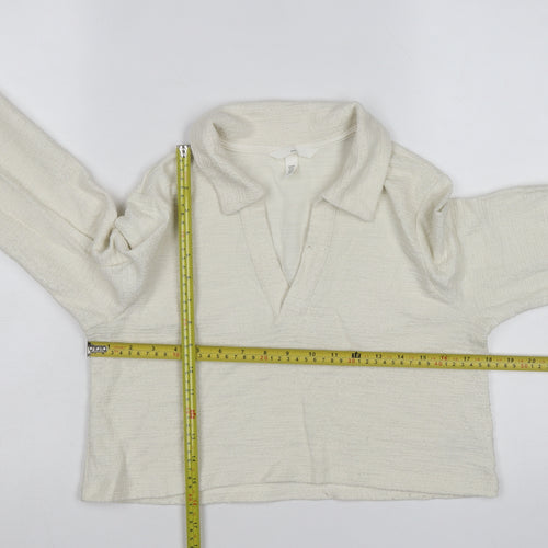 H&M MAMA Womens Ivory Collared Knit Pullover Jumper Size 12