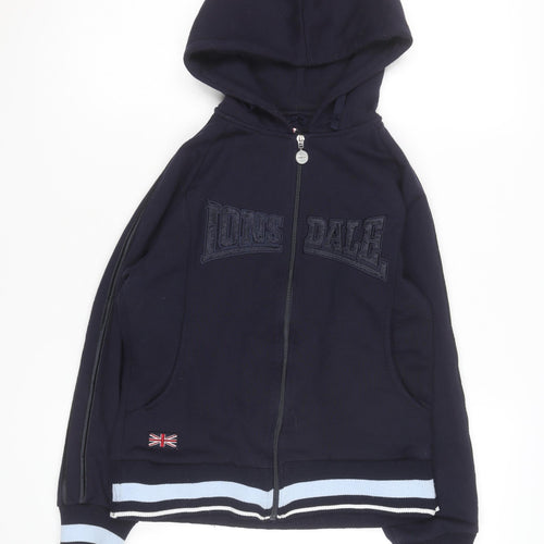 Lonsdale Womens Navy Full Zip Hoodie Size S Polyester Cotton