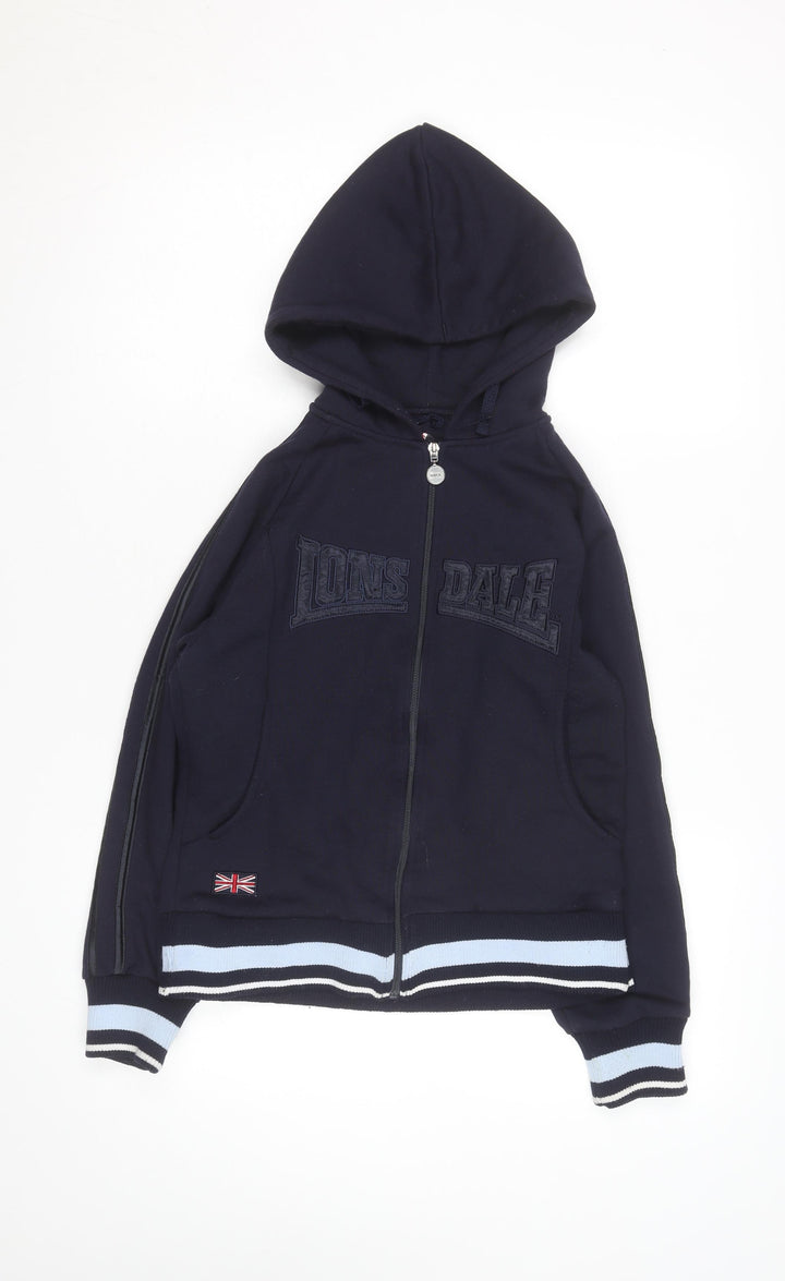 Lonsdale Womens Navy Full Zip Hoodie Size S Polyester Cotton