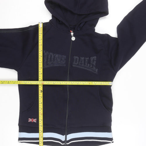 Lonsdale Womens Navy Full Zip Hoodie Size S Polyester Cotton