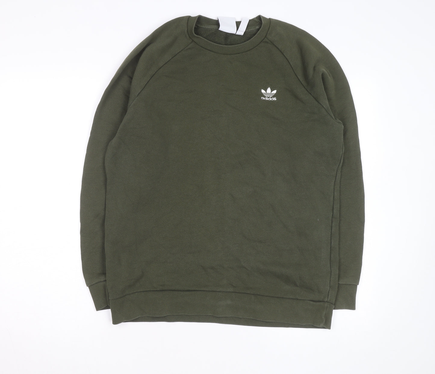 Adidas Men Green Crew Neck Pullover Sweatshirt M Regular Fit
