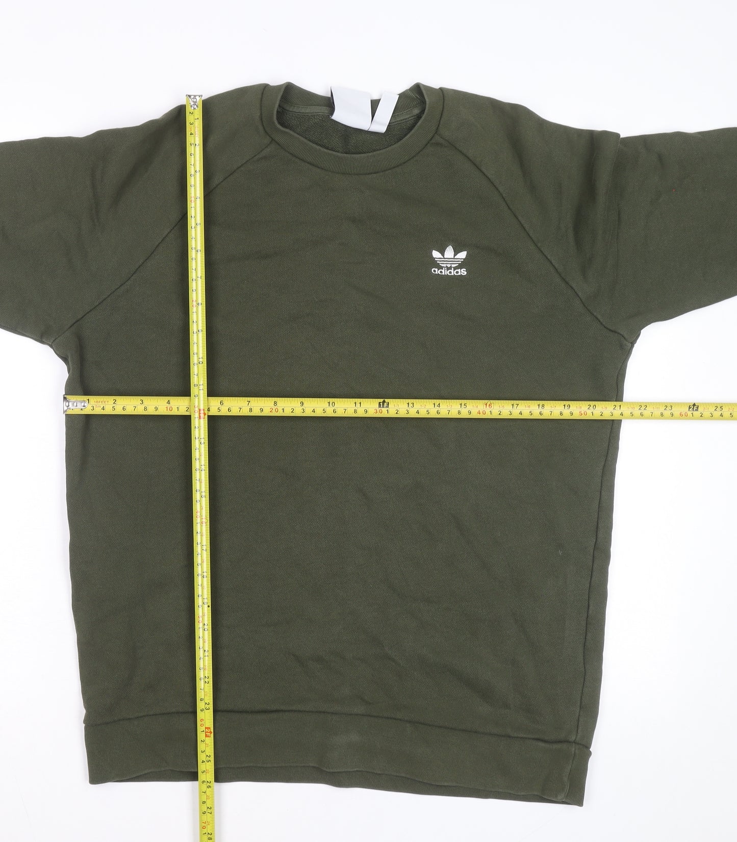 Adidas Men Green Crew Neck Pullover Sweatshirt M Regular Fit