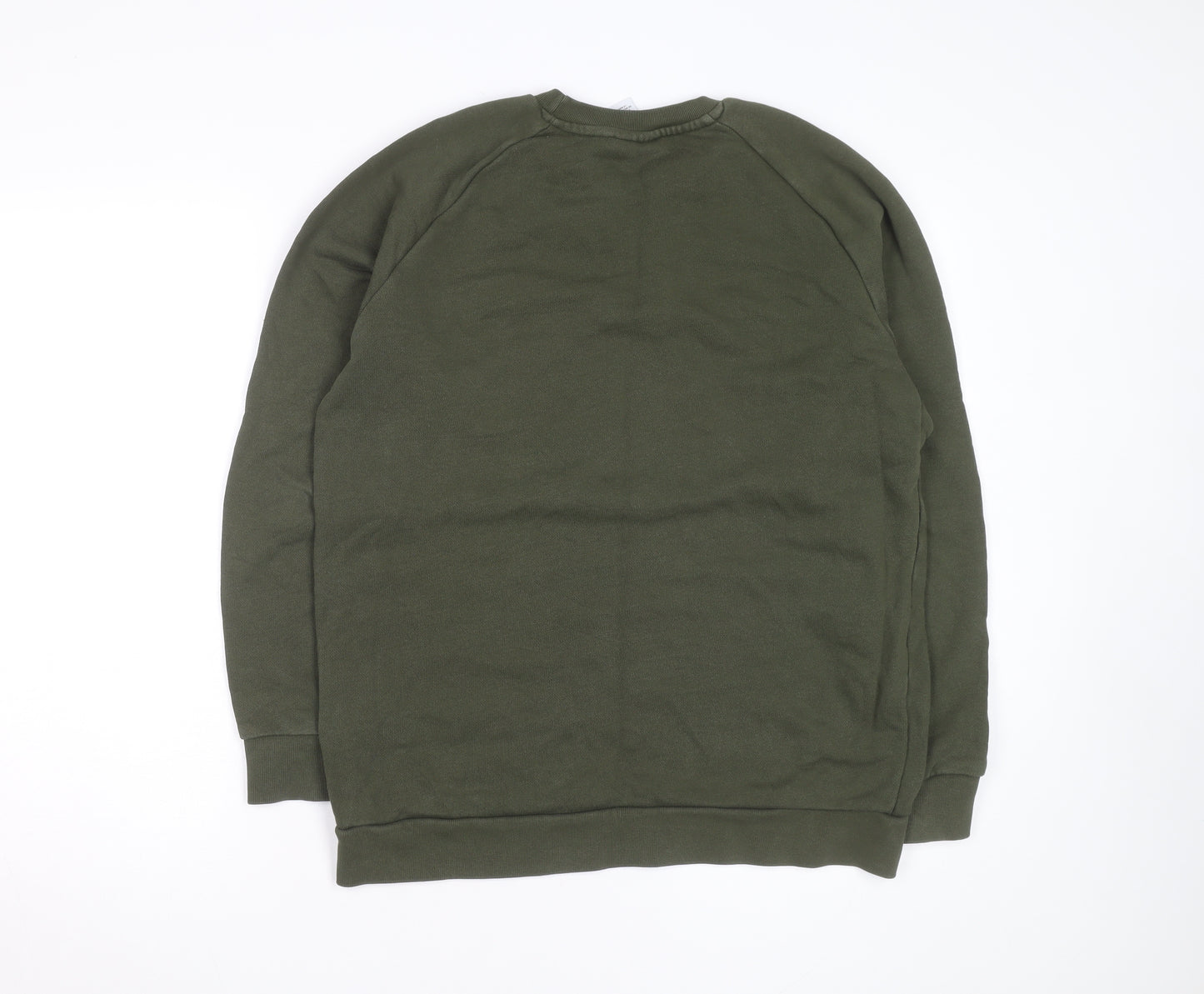 Adidas Men Green Crew Neck Pullover Sweatshirt M Regular Fit