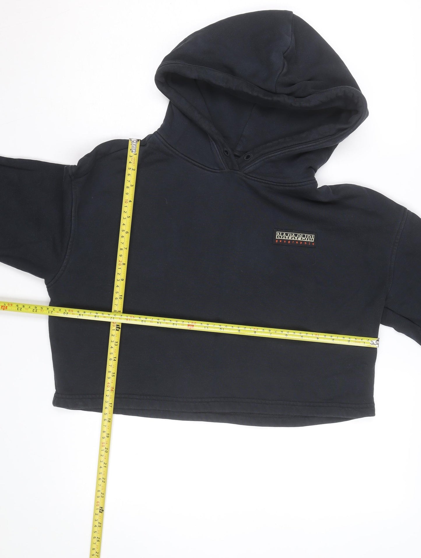 Napapijri Women's Black Cropped Pullover Hoodie Size S Graphic Back