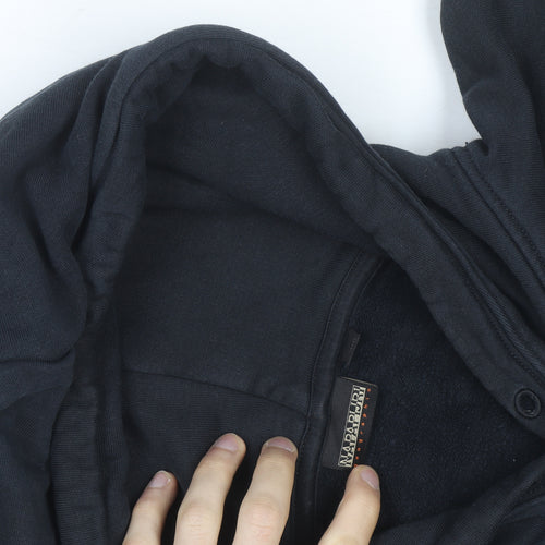 Napapijri Women's Black Cropped Pullover Hoodie Size S Graphic Back