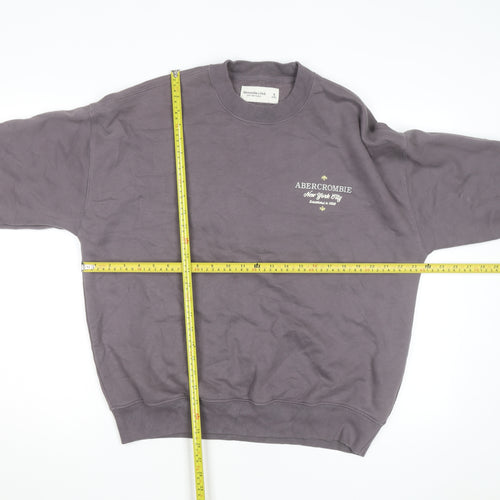 Abercrombie & Fitch Mens Grey Pullover Sweatshirt Size S Logo Fleece