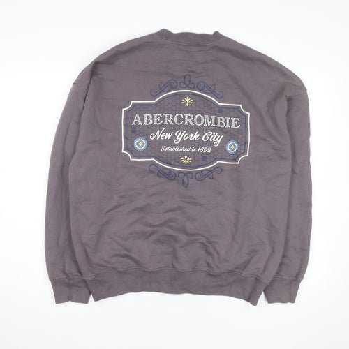 Abercrombie & Fitch Mens Grey Pullover Sweatshirt Size S Logo Fleece