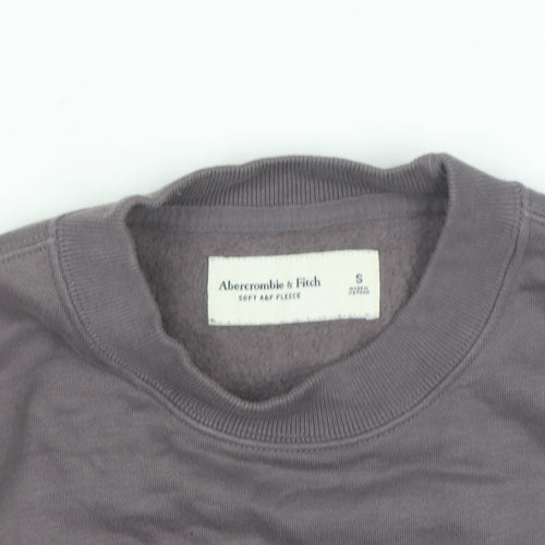 Abercrombie & Fitch Mens Grey Pullover Sweatshirt Size S Logo Fleece