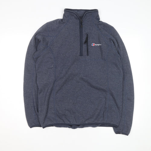 Berghaus Men Blue 1/4 Zip Fleece Pullover Sweatshirt M