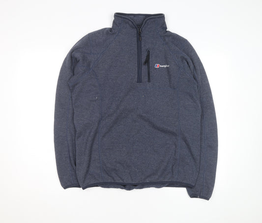 Berghaus Men Blue 1/4 Zip Fleece Pullover Sweatshirt M