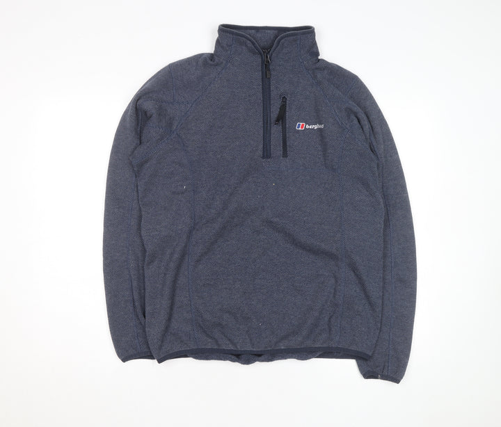 Berghaus Men Blue 1/4 Zip Fleece Pullover Sweatshirt M