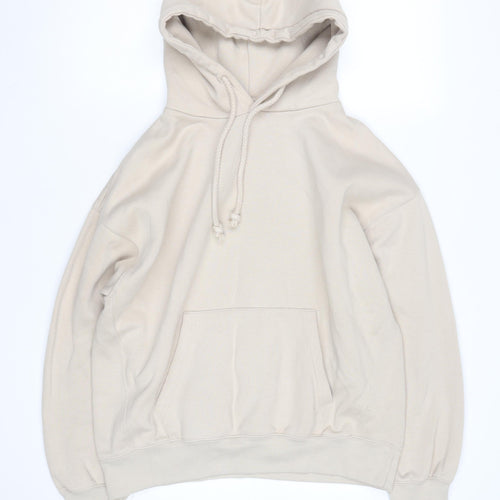 Pull & Bear Unisex Beige Pullover Hoodie Size M Fleece Casual