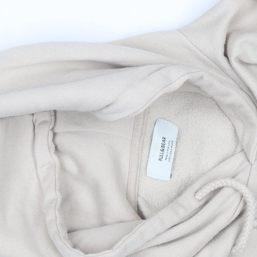 Pull & Bear Unisex Beige Pullover Hoodie Size M Fleece Casual