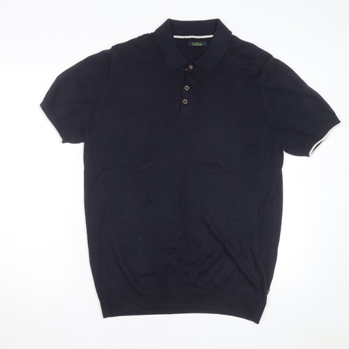 House of Cavani Men's Navy Blue Cotton Short Sleeve Polo Shirt XL