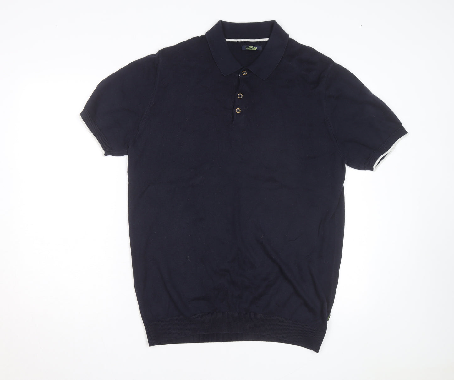 House of Cavani Men's Navy Blue Cotton Short Sleeve Polo Shirt XL