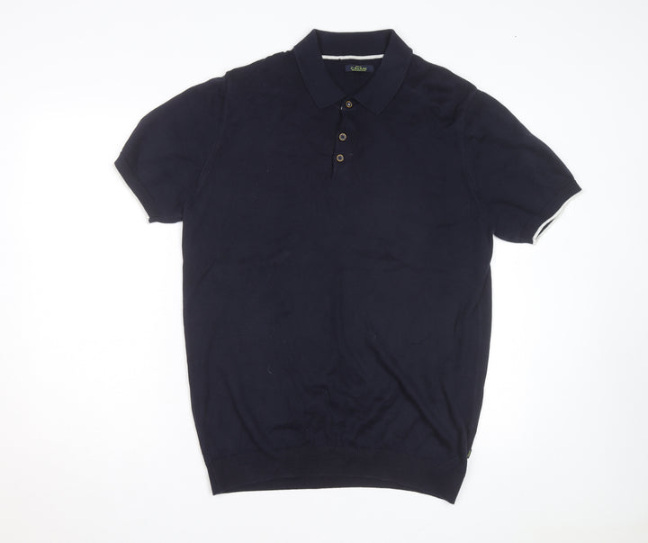 House of Cavani Men's Navy Blue Cotton Short Sleeve Polo Shirt XL
