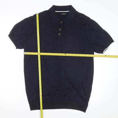 House of Cavani Men's Navy Blue Cotton Short Sleeve Polo Shirt XL