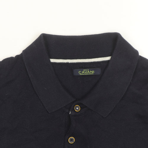 House of Cavani Men's Navy Blue Cotton Short Sleeve Polo Shirt XL