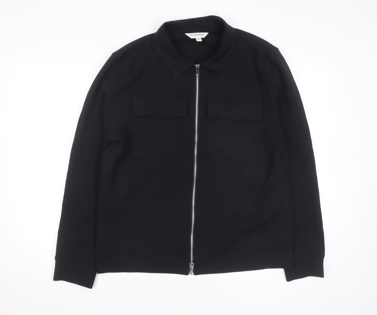 Marks and Spencer Autograph Men's Black Cotton Blend Zip Jacket M