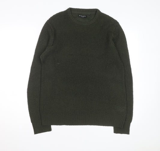 Brave Soul Men's Green Waffle Knit Crew Neck Pullover Jumper Size M