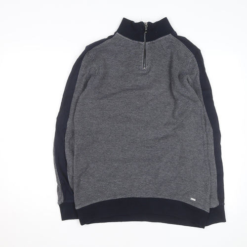 Next Men’s Grey High Neck 1/2 Zip Cotton Jumper Size L