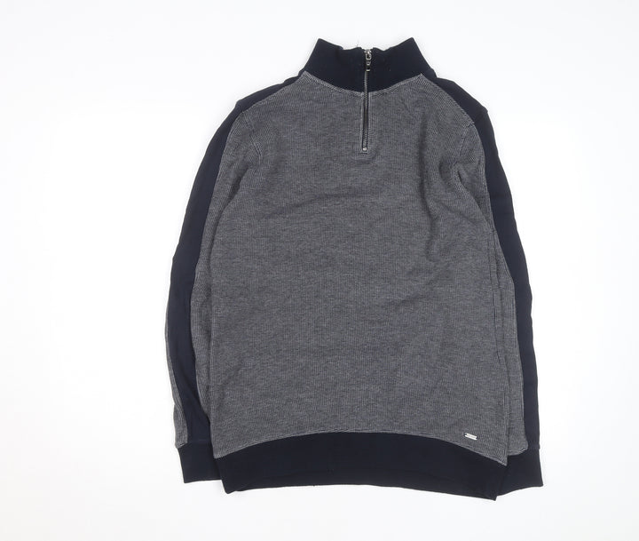 Next Men’s Grey High Neck 1/2 Zip Cotton Jumper Size L