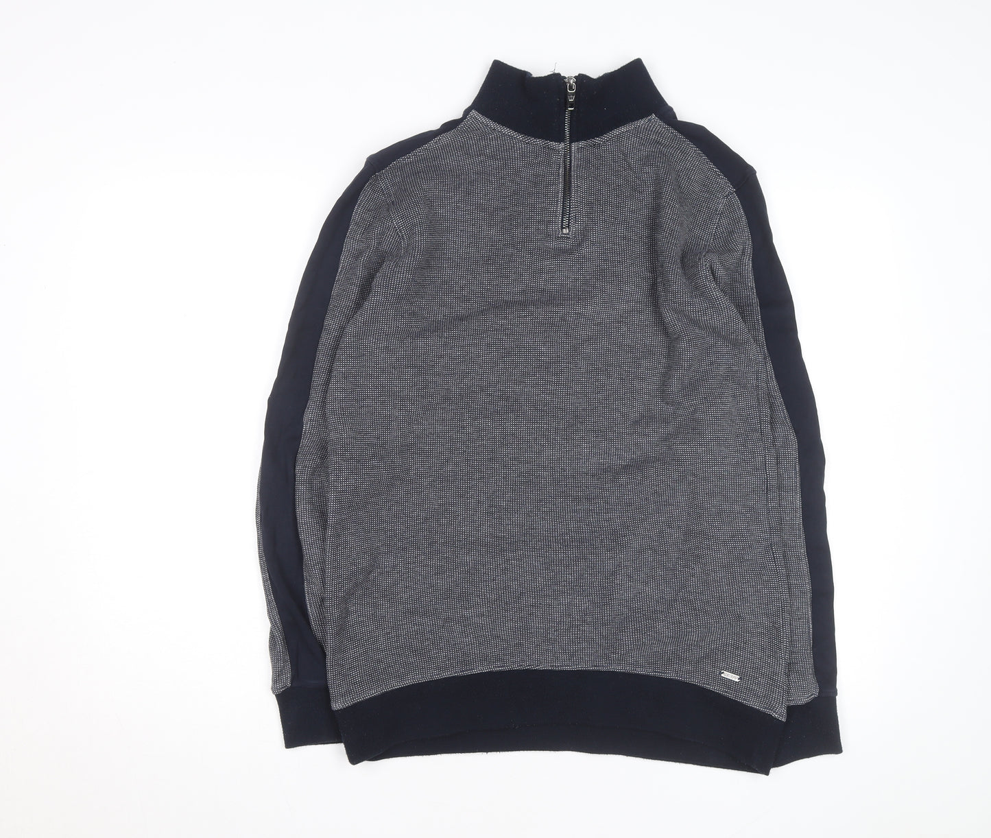 Next Men’s Grey High Neck 1/2 Zip Cotton Jumper Size L