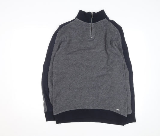 Next Men’s Grey High Neck 1/2 Zip Cotton Jumper Size L