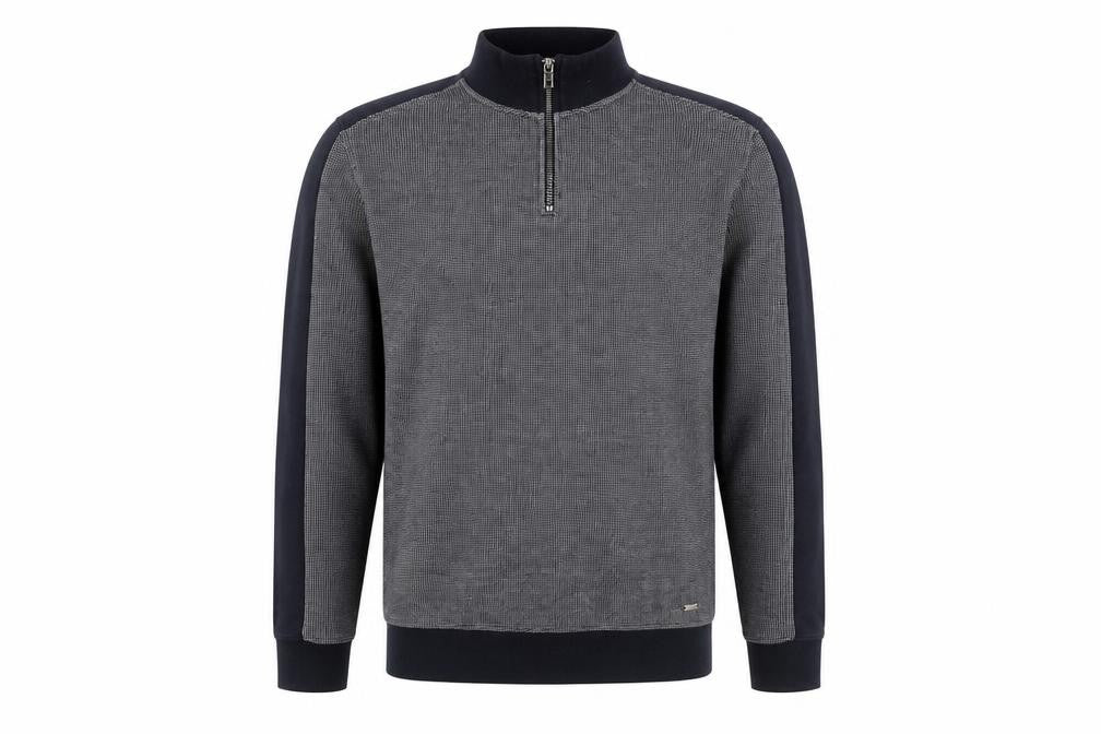 Front view of Next Men’s Grey High Neck 1/2 Zip Cotton Jumper, size L