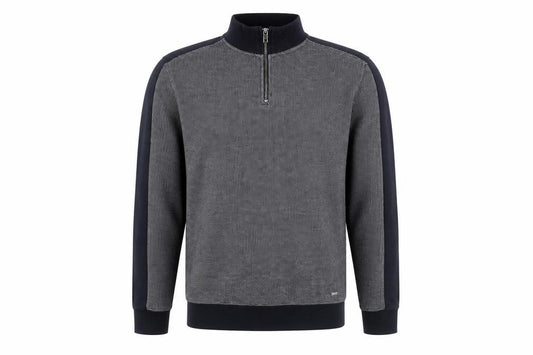 Front view of Next Men’s Grey High Neck 1/2 Zip Cotton Jumper, size L