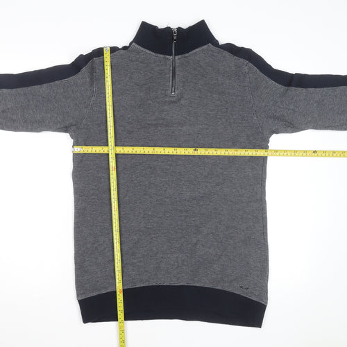Next Men’s Grey High Neck 1/2 Zip Cotton Jumper Size L