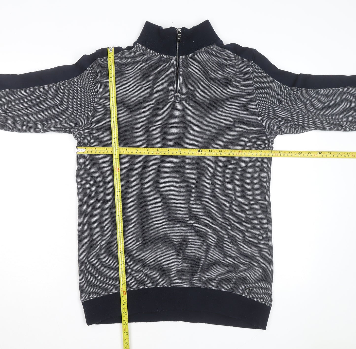 Next Men’s Grey High Neck 1/2 Zip Cotton Jumper Size L