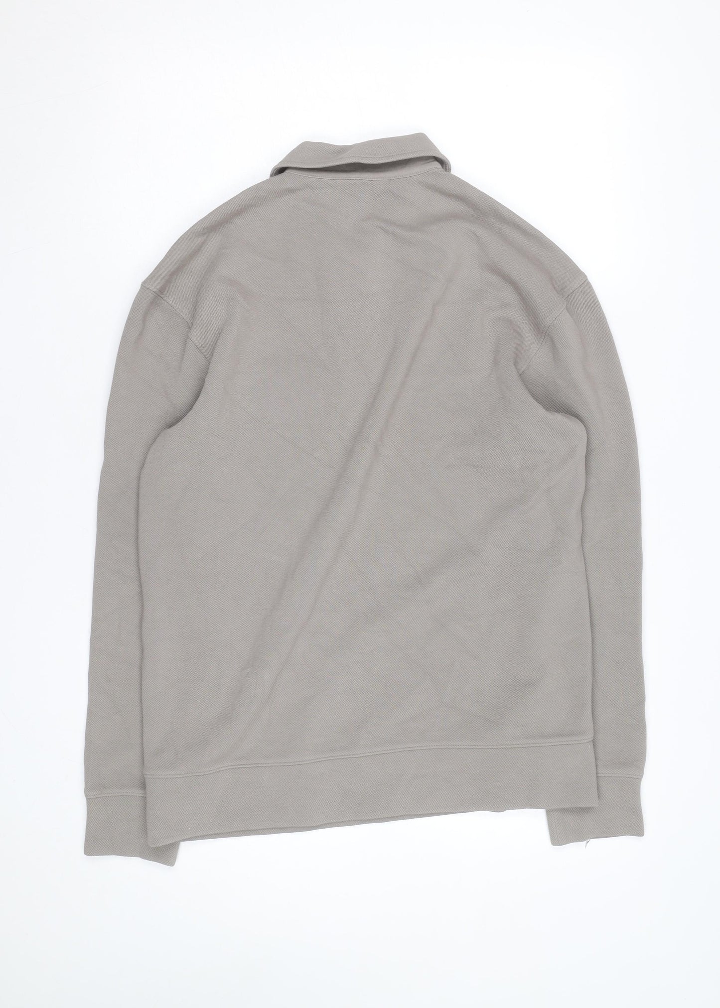 Marks and Spencer Men's Grey Collared Half Zip Cotton Jumper M