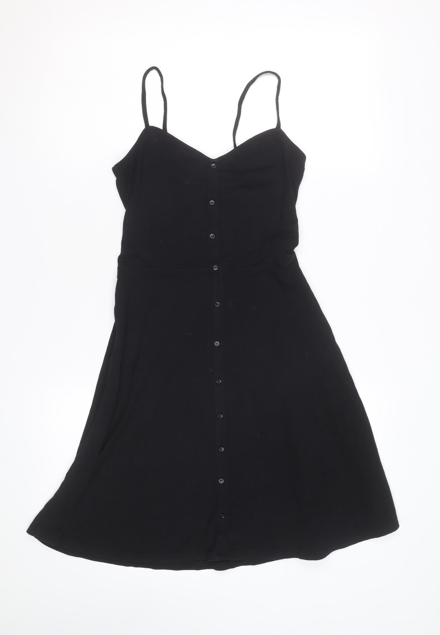 Dorothy Perkins Women’s Black Slip Dress Size 6 Sleeveless Jersey Button Front