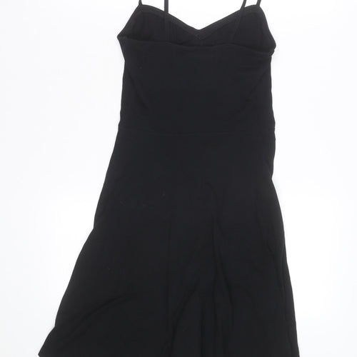 Dorothy Perkins Women’s Black Slip Dress Size 6 Sleeveless Jersey Button Front