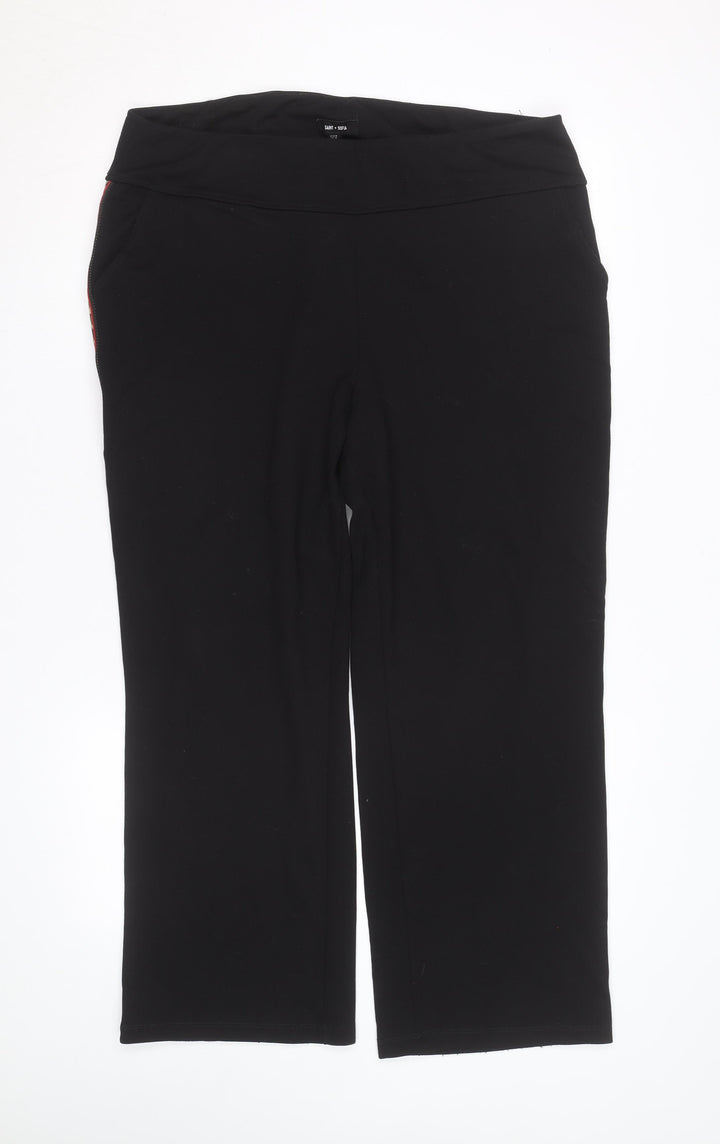 Saint + Sofia Women's Black Animal Stripe Jogger Trousers L
