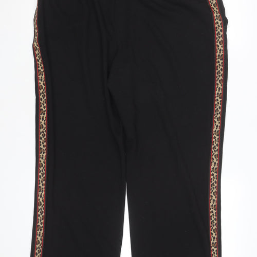 Saint + Sofia Women's Black Animal Stripe Jogger Trousers L