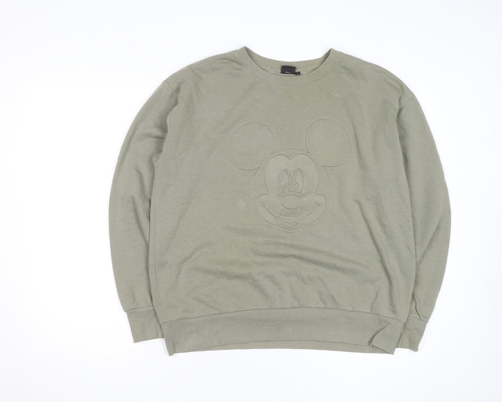 Disney Mickey Mouse Men's Green L Pullover Sweatshirt