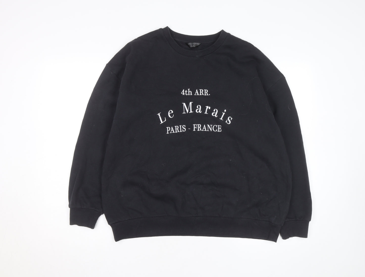 Accessorize Women Black Le Marais Paris Sweatshirt Size 10 Pullover