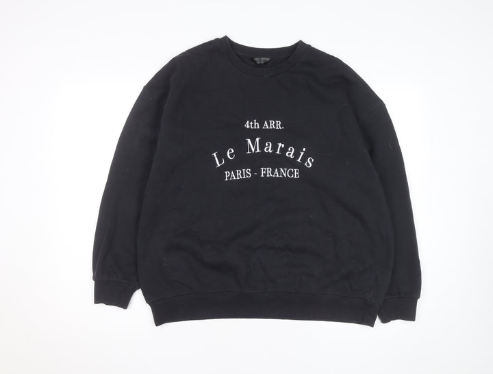 Accessorize Women Black Le Marais Paris Sweatshirt Size 10 Pullover