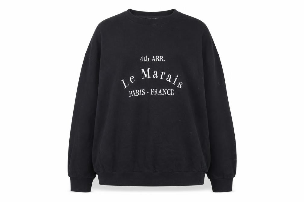 Front view of Accessorize Women Black Le Marais Paris Sweatshirt, size 10, Pullover