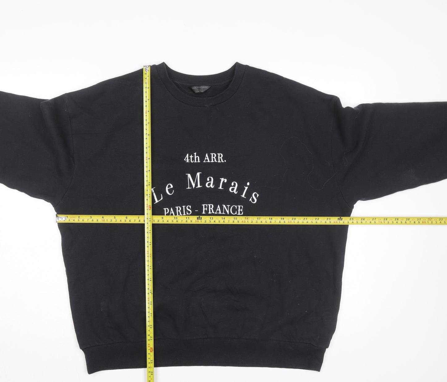 Accessorize Women Black Le Marais Paris Sweatshirt Size 10 Pullover