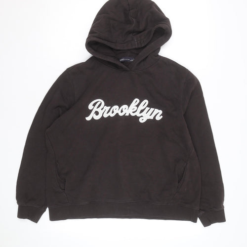 Marks and Spencer Men's Brown Pullover Hoodie Medium Brooklyn Graphic