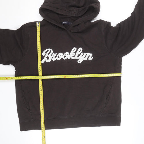 Marks and Spencer Men's Brown Pullover Hoodie Medium Brooklyn Graphic