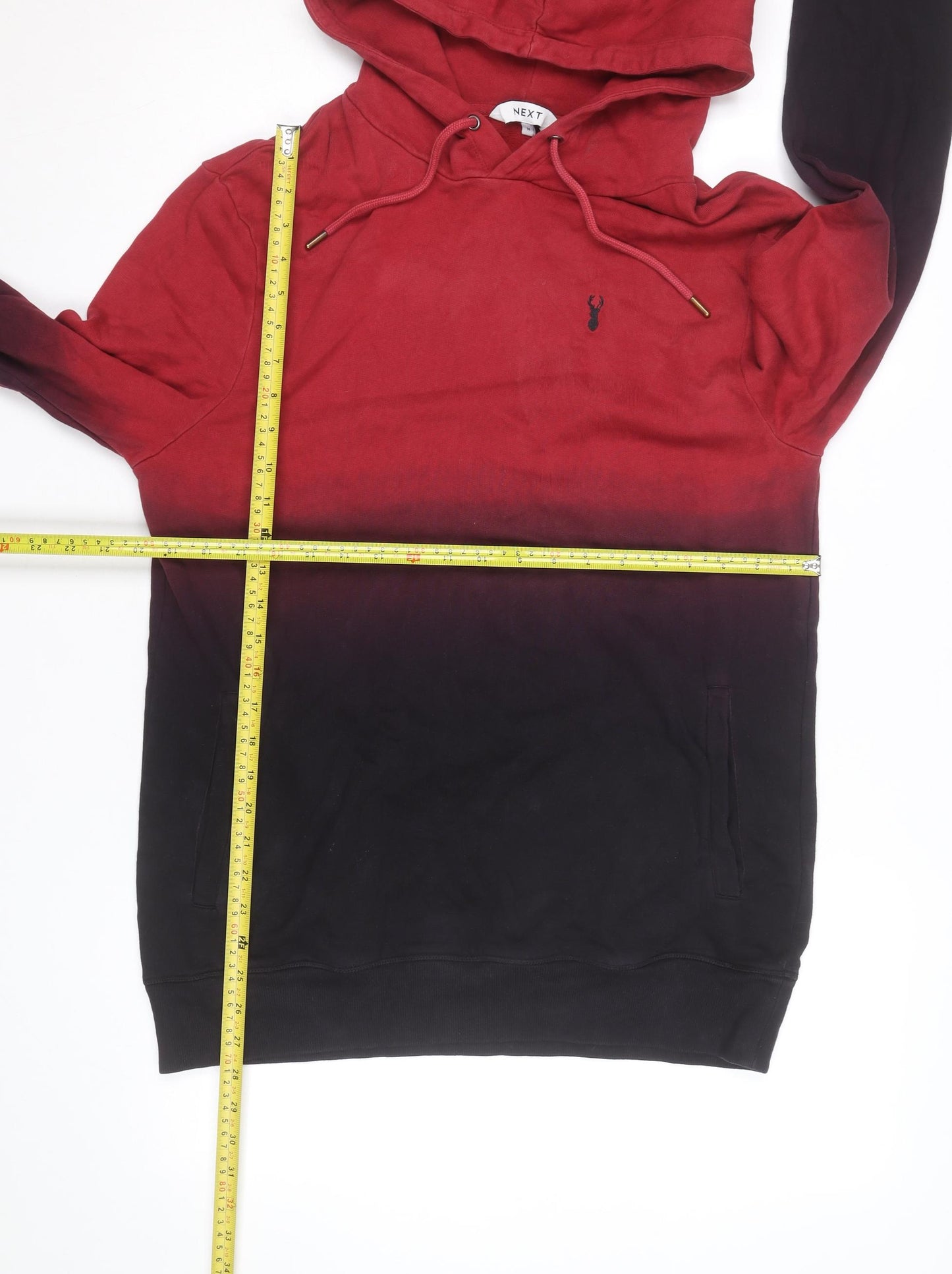 Next Men’s Red & Black Ombre Pullover Hoodie Size M